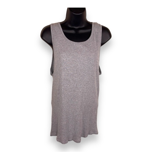 Xl VINTAGE FRUIT OF THE LOOM GREY 90s FITTED RIBBED TANK TOP WOMENS - Picture 1 of 10